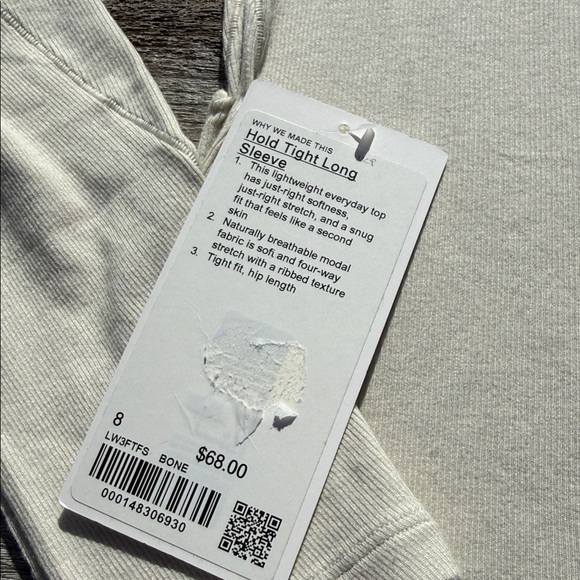 Lululemon Hold Tight Long-Sleeve Shirt bone neutral size 8 NWT - Picture 4 of 7